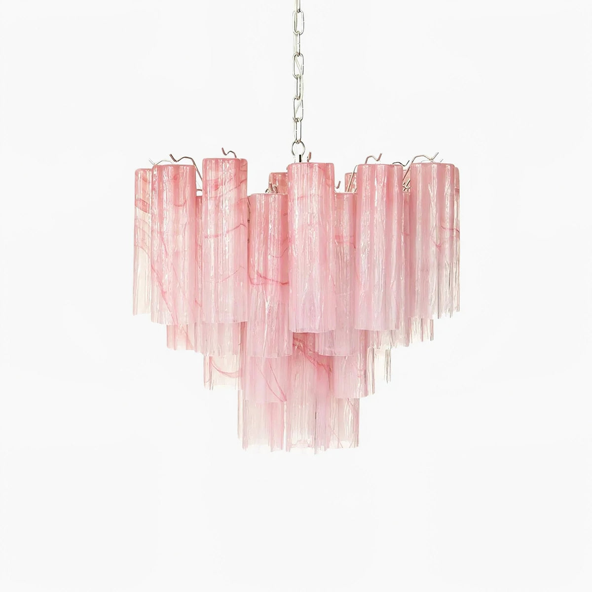 Art Deco Murano Glass Tube Chandelier in Nickel for Dining Room and Bedroom
