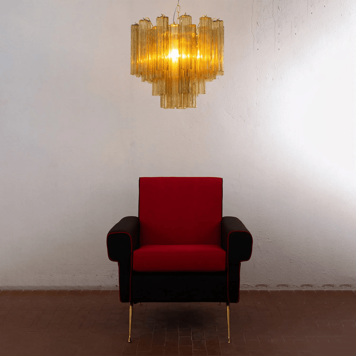 Art Deco Murano Glass Tube Chandelier in Nickel for Dining Room and Bedroom