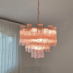 Art Deco Murano Glass Tube Chandelier in Nickel for Dining Room and Bedroom
