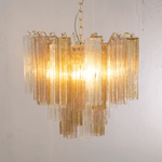 Art Deco Murano Glass Tube Chandelier in Nickel for Dining Room and Bedroom