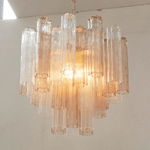 Art Deco Murano Glass Tube Chandelier in Nickel for Dining Room and Bedroom