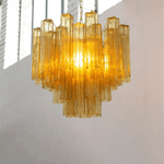 Art Deco Murano Glass Tube Chandelier in Nickel for Dining Room and Bedroom