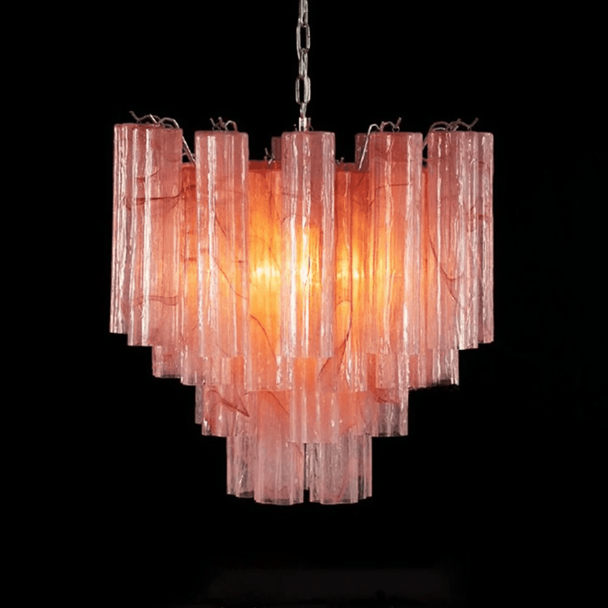 Art Deco Murano Glass Tube Chandelier in Nickel for Dining Room and Bedroom