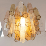 Art Deco Murano Glass Tube Chandelier in Nickel for Dining Room and Bedroom