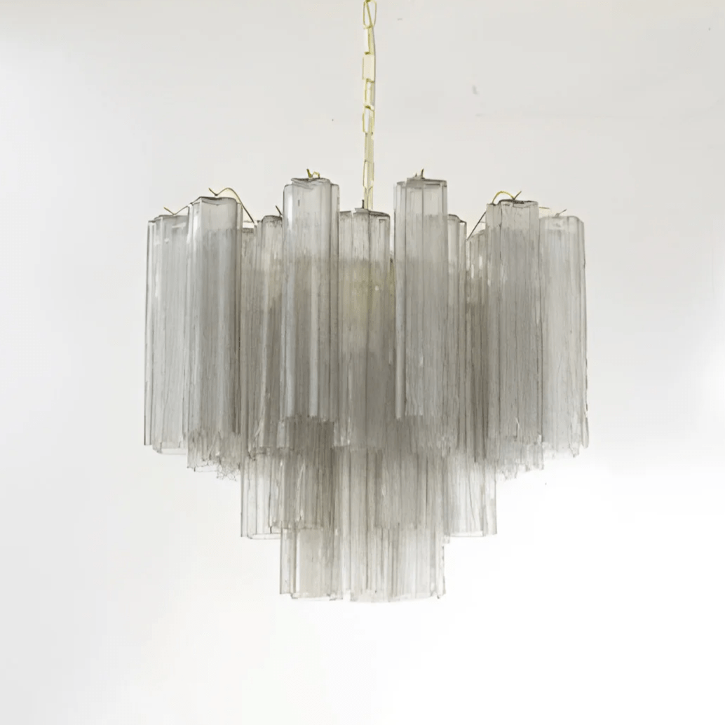 Art Deco Murano Glass Tube Chandelier in Nickel for Dining Room and Bedroom