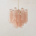 Art Deco Murano Glass Tube Chandelier in Nickel for Dining Room and Bedroom