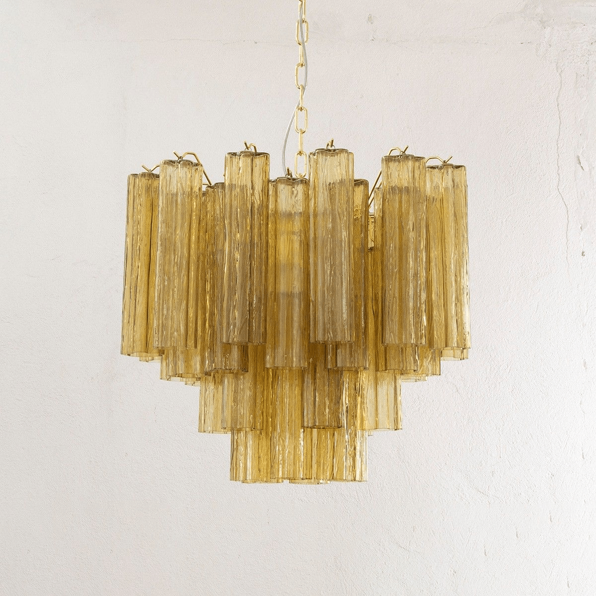 Art Deco Murano Glass Tube Chandelier in Nickel for Dining Room and Bedroom