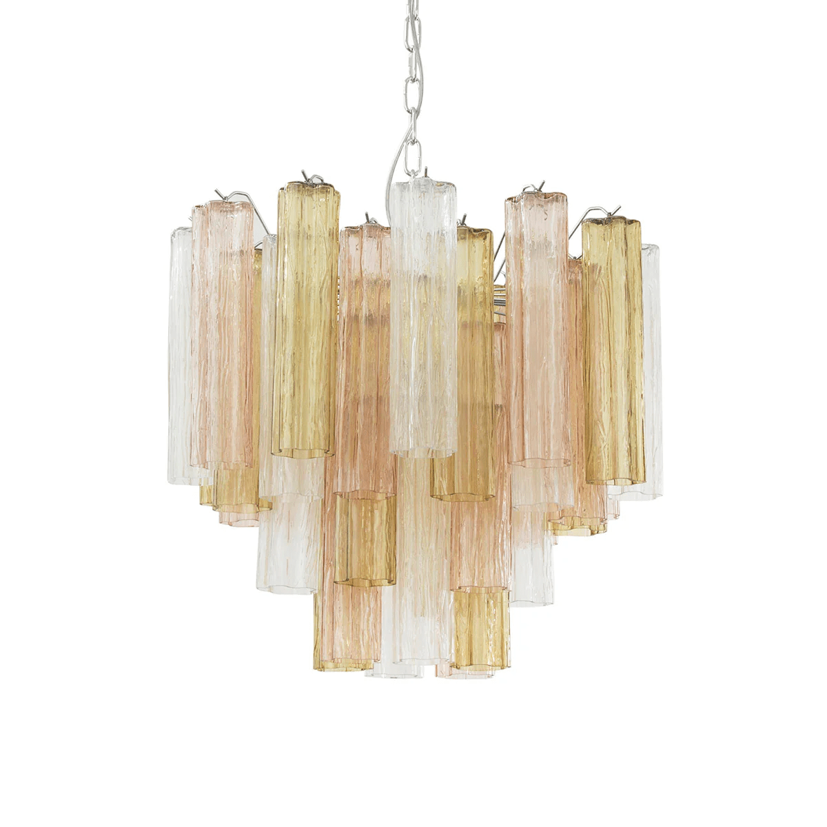 Art Deco Murano Glass Tube Chandelier in Nickel for Dining Room and Bedroom