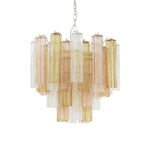 Art Deco Murano Glass Tube Chandelier in Nickel for Dining Room and Bedroom