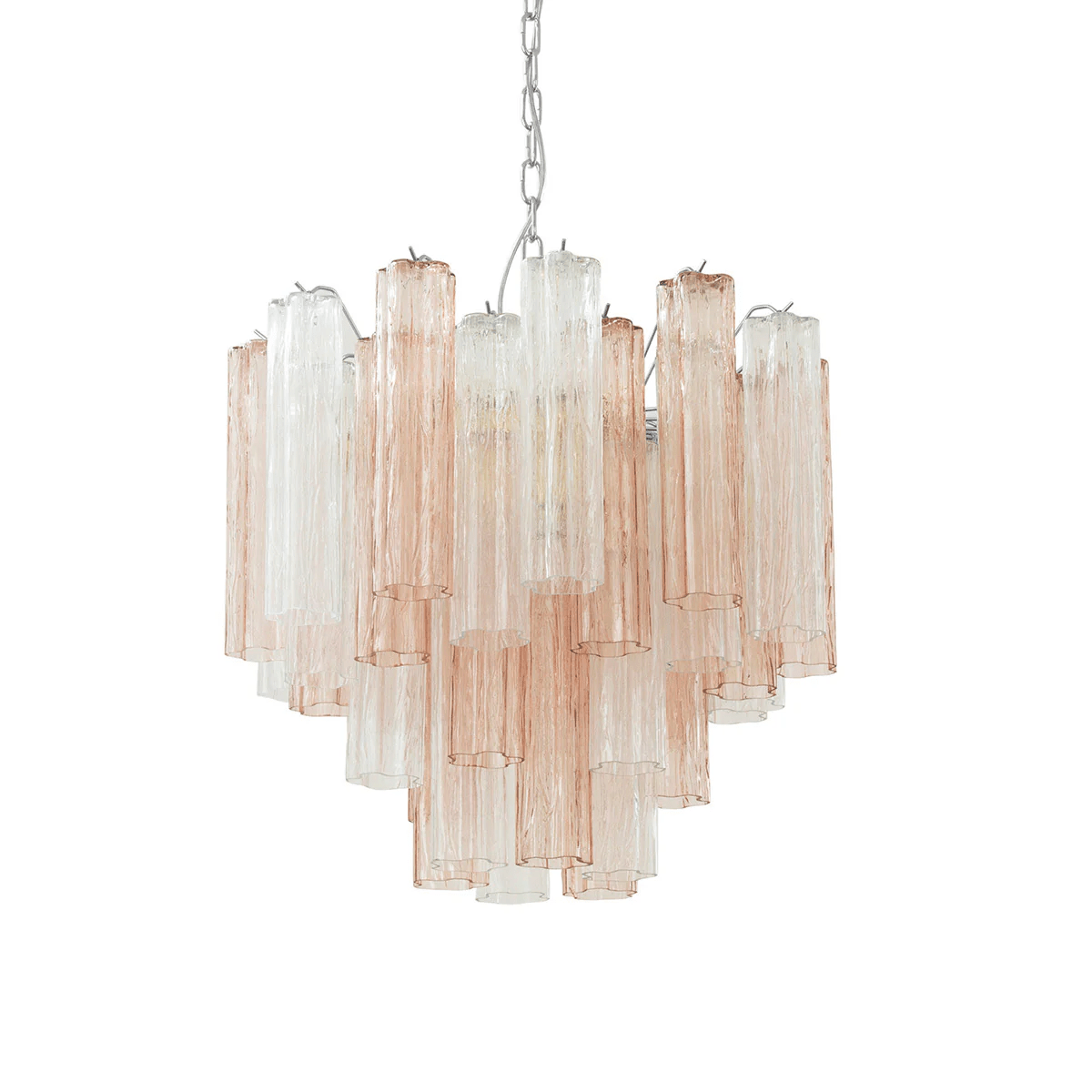 Art Deco Murano Glass Tube Chandelier in Nickel for Dining Room and Bedroom