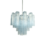 Art Deco Murano Glass Tube Chandelier in Nickel for Dining Room and Bedroom