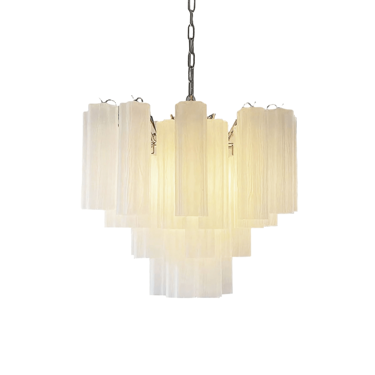 Art Deco Murano Glass Tube Chandelier in Nickel for Dining Room and Bedroom