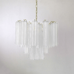 Art Deco Murano Glass Tube Chandelier in Nickel for Dining Room and Bedroom
