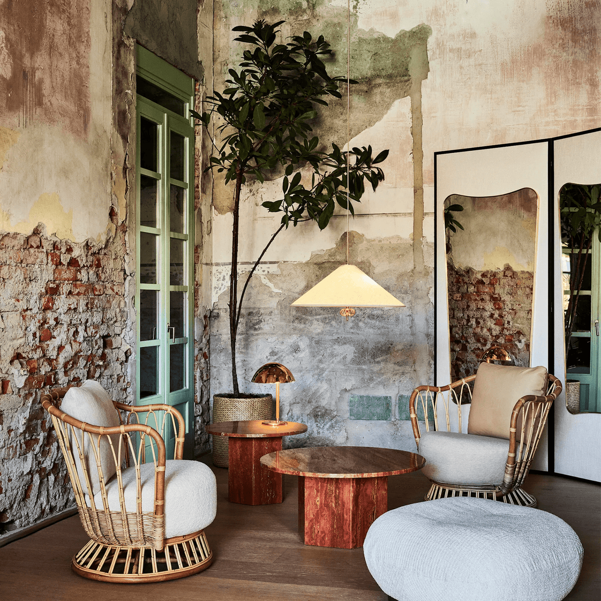 Tynellia Pendant Light – Natural Bamboo & Brass Nordic Pendant Lamp