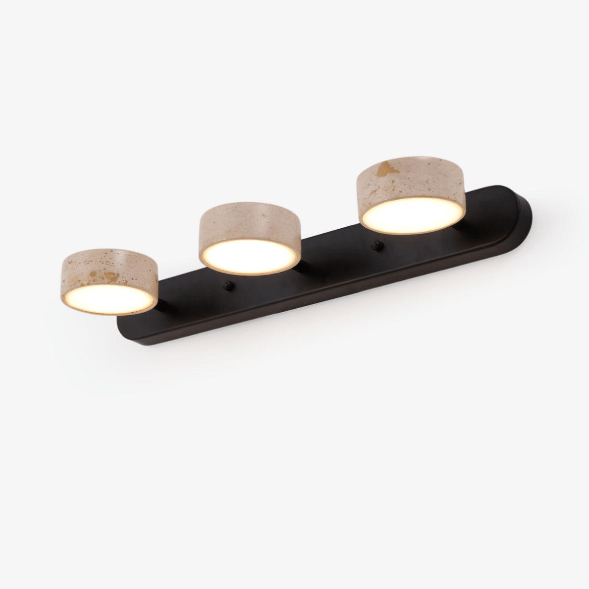 Traviso Trio Wall Sconce in Travertine and Matte Black for Bathroom Vanity