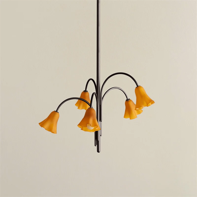 Petalia Blossom Chandelier – Floral Glass Pendant Light for Dining Room and Living Room
