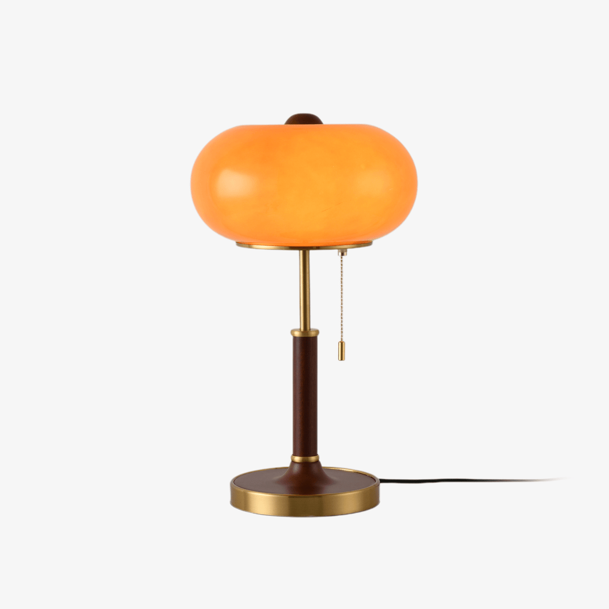 Liora Lantern Table Lamp – Walnut Wood & Amber Glass LED