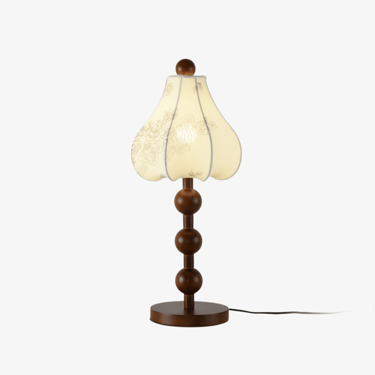 Roselle Bloom Table Lamp – Floral Shade with Walnut Wood Base