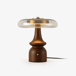 Belluno Sculptural Wooden Table Lamp with Glass Shade