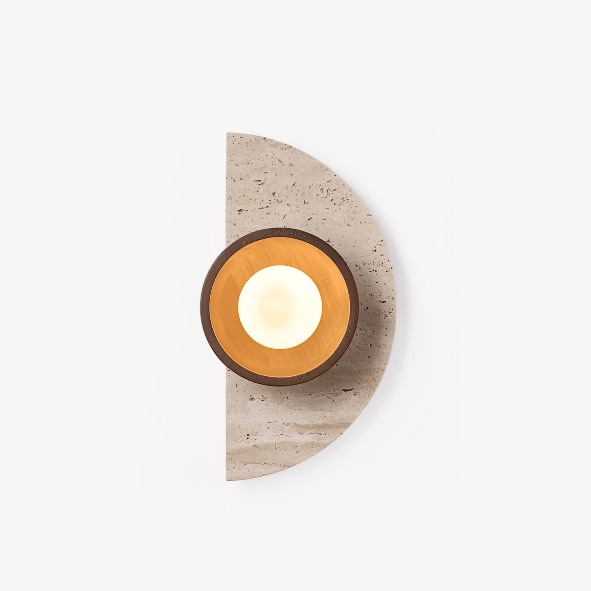 Halvora Travertine Wall Sconce with Wood Accent and Glass Globe