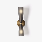 Ovalo Duo Modern Smoked Glass Wall Sconce with Brass Backplate