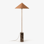 Tansu Rattan Floor Lamp with Marble Base – Modern Asian-Inspired Lighting for Living Room & Bedroom
