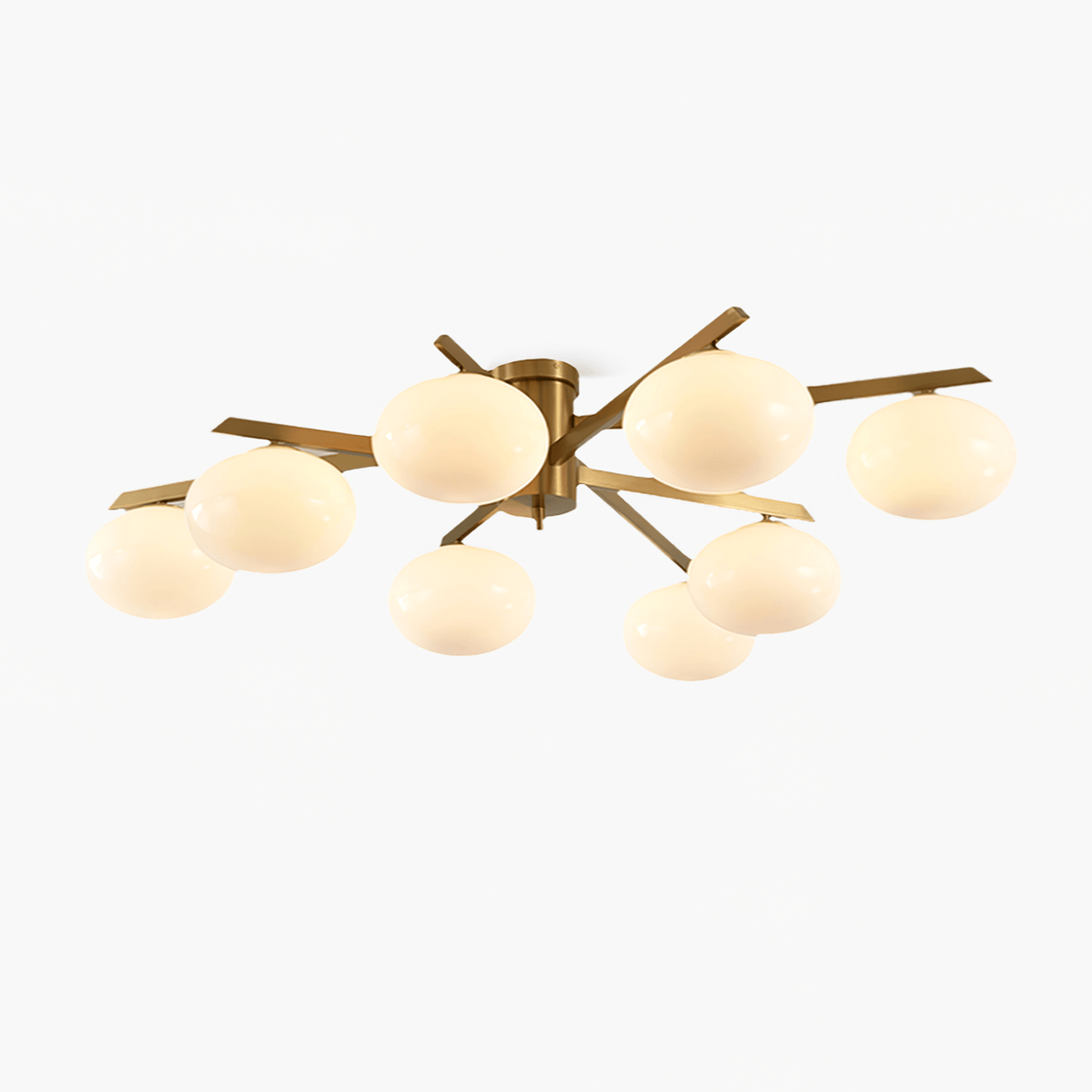 Astrora Globe Ceiling Light – Opal Glass & Brass Modern Chandelier