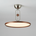 Orbito Semi Flush Ceiling Light in Walnut Wood Grain and Nickel