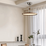 Orbito Semi Flush Ceiling Light in Walnut Wood Grain and Nickel