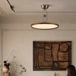 Orbito Semi Flush Ceiling Light in Walnut Wood Grain and Nickel