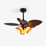 Tropiluxe Ceiling Fan Light with Palm Leaf Blades and Amber Glass Shade