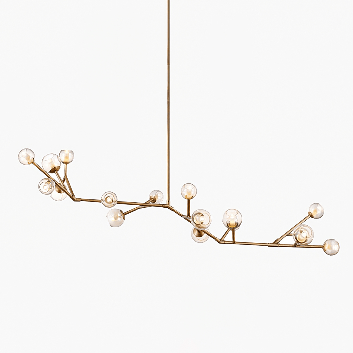 Lunaris Branch Chandelier — Sculptural Brass & Glass Pendant Light