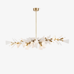 Valkyrie Sculptural Linear Chandelier in Brass and Glass