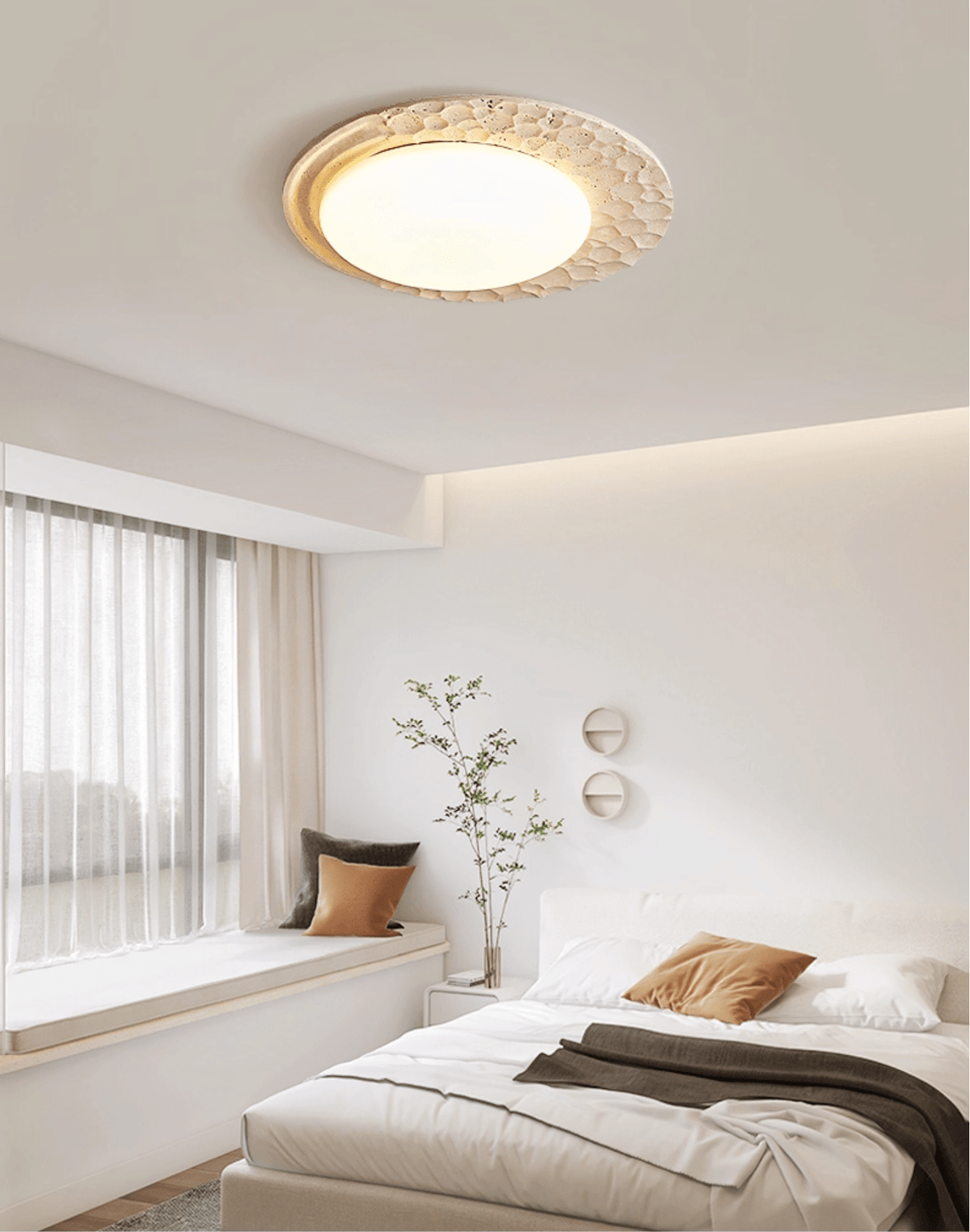 Venus Textured Stone Ceiling Light in Yellow Travertine