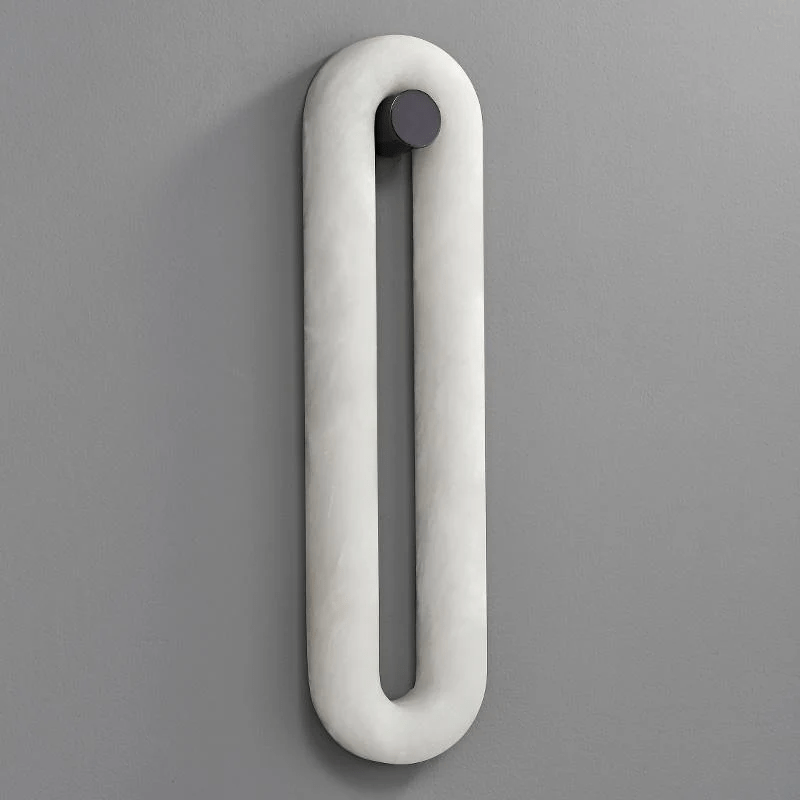 Alabaster Capsule Wall Sconce in Natural Stone with Black Mount