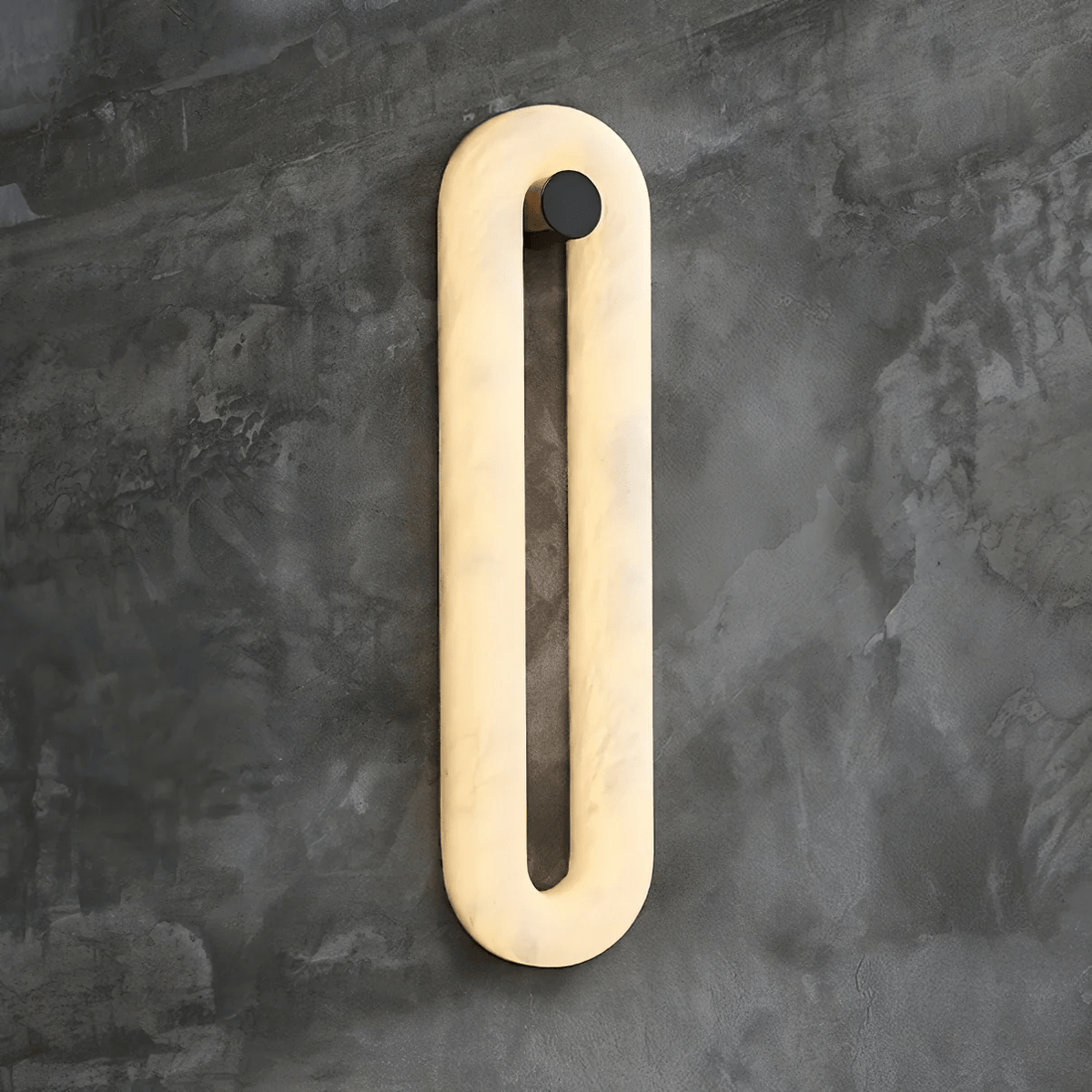 Alabaster Capsule Wall Sconce in Natural Stone with Black Mount