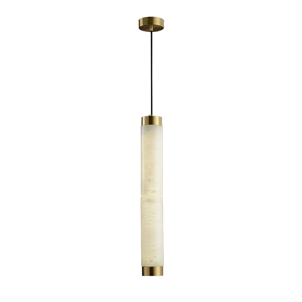 Aria Alabaster Pendant Light – Modern Brass LED Chandelier for Dining Room & Foyer
