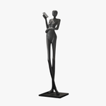 Graceful Reader Sculpture Floor Lamp – Matte Black Modern Art Light