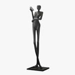 Graceful Reader Sculpture Floor Lamp – Matte Black Modern Art Light