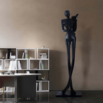Graceful Reader Sculpture Floor Lamp – Matte Black Modern Art Light