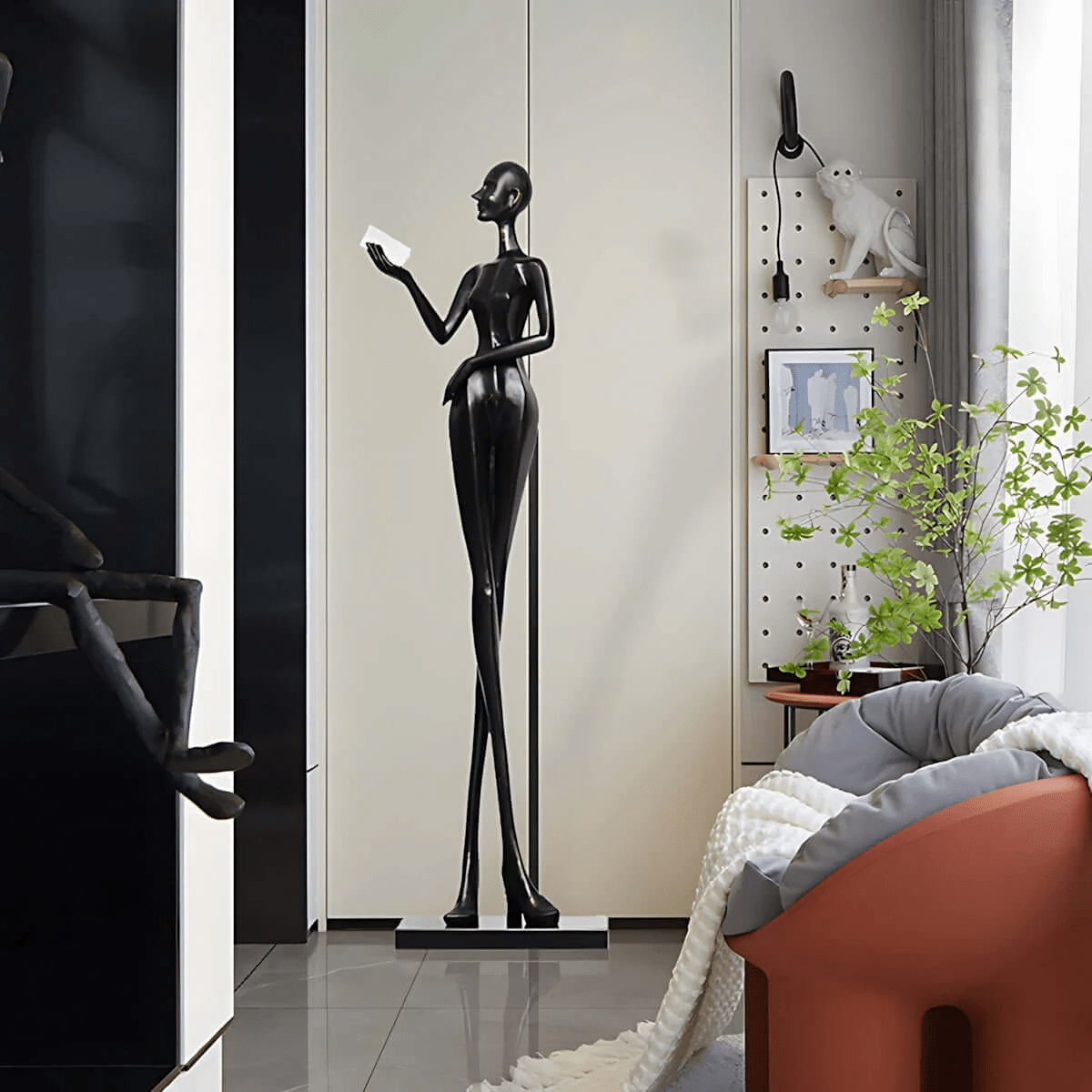 Elegant Lady Sculpture Ornaments – Modern Black Figurine for Living Room, Bedroom, and Office Décor