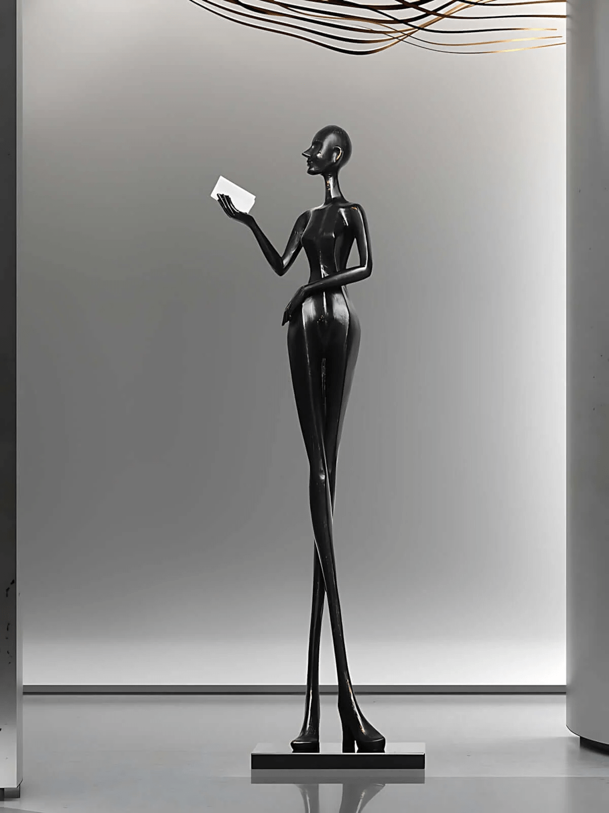 Elegant Lady Sculpture Ornaments – Modern Black Figurine for Living Room, Bedroom, and Office Décor