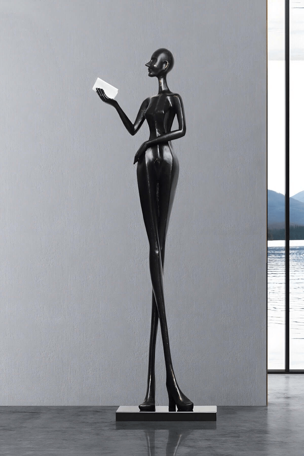 Elegant Lady Sculpture Ornaments – Modern Black Figurine for Living Room, Bedroom, and Office Décor