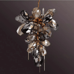 Faceted Art Glass Crystal Chandelier, 23-Light Gold Cluster for Dining & Living Spaces
