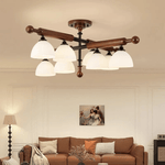 Alder Grove Flush Mount Ceiling Light in Walnut and Frosted Glass