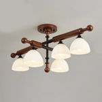 Alder Grove Flush Mount Ceiling Light in Walnut and Frosted Glass