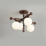 Alder Grove Flush Mount Ceiling Light in Walnut and Frosted Glass