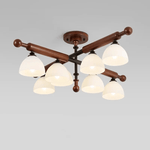 Alder Grove Flush Mount Ceiling Light in Walnut and Frosted Glass