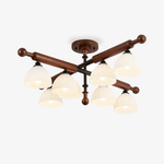 Alder Grove Flush Mount Ceiling Light in Walnut and Frosted Glass