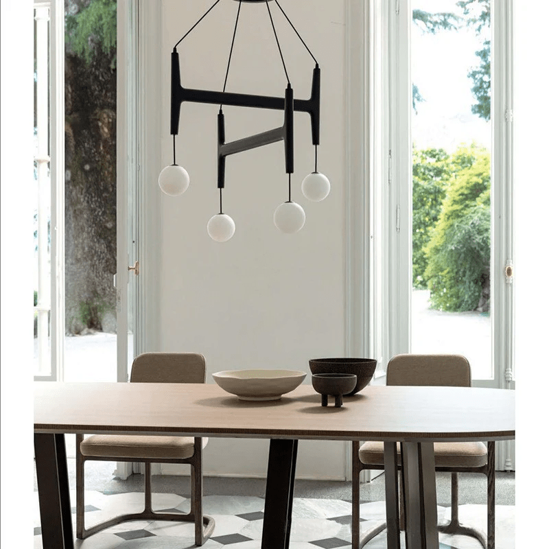 Lunna Orb Chandelier – Modern Wood and Glass Pendant Light
